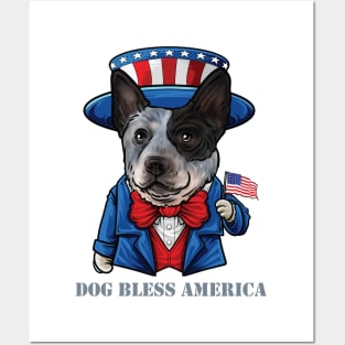 Australian Cattle Dog Dog Bless America Posters and Art